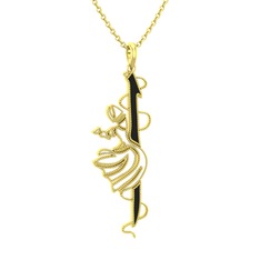 Semazen Elif Kolye - 8 ayar altın kolye (Siyah mineli, 40 cm altın rolo zincir) #trfl6f