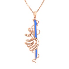 Semazen Elif Kolye - 925 ayar rose altın kaplama gümüş kolye (Mavi mineli, 40 cm rose altın rolo zincir) #yhuxcj