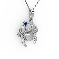 Yengeç Kolye - Lab safir ve swarovski 925 ayar gümüş kolye (40 cm gümüş rolo zincir) #1a6x5bj