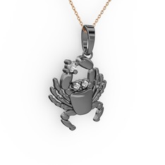 Yengeç Kolye - Swarovski 925 ayar siyah rodyum kaplama gümüş kolye (40 cm gümüş rolo zincir) #1amid0k