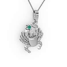 Yengeç Kolye - Kök zümrüt ve swarovski 925 ayar gümüş kolye (40 cm gümüş rolo zincir) #1o3uyci