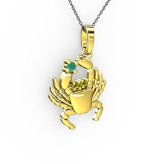 Yengeç Kolye - Kök zümrüt ve peridot 14 ayar altın kolye (40 cm gümüş rolo zincir) #1p4xmid