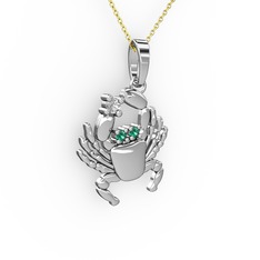 Yengeç Kolye - Swarovski ve yeşil kuvars 925 ayar gümüş kolye (40 cm altın rolo zincir) #1r4akr0
