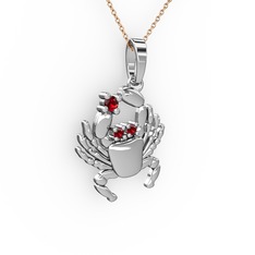 Yengeç Kolye - Garnet 925 ayar gümüş kolye (40 cm rose altın rolo zincir) #1r56adb