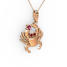 Yengeç Kolye - Rodolit garnet ve garnet 8 ayar rose altın kolye (40 cm rose altın rolo zincir) #436izh