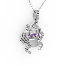 Yengeç Kolye - Swarovski ve ametist 14 ayar beyaz altın kolye (40 cm beyaz altın rolo zincir) #8vpmvc