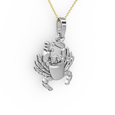 Yengeç Kolye - Beyaz zirkon ve swarovski 18 ayar beyaz altın kolye (40 cm gümüş rolo zincir) #a36rar