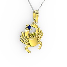 Yengeç Kolye - Lab safir ve peridot 14 ayar altın kolye (40 cm beyaz altın rolo zincir) #f0lqvy