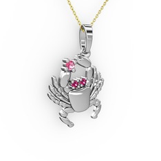 Yengeç Kolye - Pembe kuvars ve rodolit garnet 925 ayar gümüş kolye (40 cm gümüş rolo zincir) #gig0n2