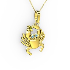 Yengeç Kolye - Peridot ve akuamarin 18 ayar altın kolye (40 cm altın rolo zincir) #jhbbq8