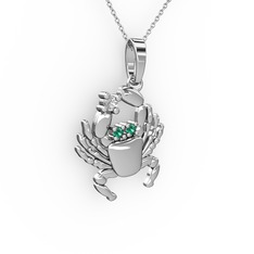 Swarovski ve yeşil kuvars 8 ayar beyaz altın kolye (40 cm beyaz altın rolo zincir)