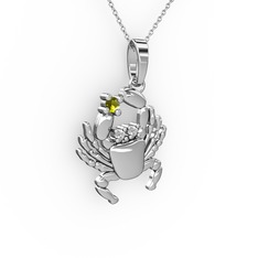 Yengeç Kolye - Peridot ve swarovski 8 ayar beyaz altın kolye (40 cm beyaz altın rolo zincir) #uwsx0v