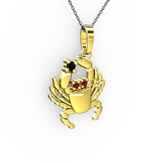 Yengeç Kolye - Siyah zirkon ve garnet 14 ayar altın kolye (40 cm gümüş rolo zincir) #vgc76q