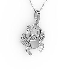 Yengeç Kolye - Swarovski ve beyaz zirkon 8 ayar beyaz altın kolye (40 cm gümüş rolo zincir) #w6z4b8