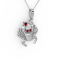 Yengeç Kolye - Garnet 18 ayar beyaz altın kolye (40 cm gümüş rolo zincir) #wbgo4i