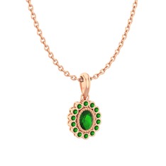 Rayiha Kolye - Yeşil kuvars 14 ayar rose altın kolye (40 cm rose altın rolo zincir) #10tgmss