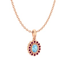 Rayiha Kolye - Akuamarin ve rodolit garnet 14 ayar rose altın kolye (40 cm rose altın rolo zincir) #12zi0gi