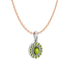 Rayiha Kolye - Peridot 925 ayar gümüş kolye (40 cm rose altın rolo zincir) #13172ey