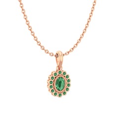 Rayiha Kolye - Kök zümrüt 925 ayar rose altın kaplama gümüş kolye (40 cm gümüş rolo zincir) #133tpeq