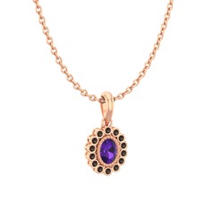 Rayiha Kolye - Ametist ve dumanlı kuvars 18 ayar rose altın kolye (40 cm gümüş rolo zincir) #14yr3x7