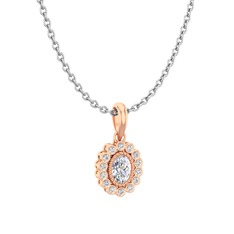 Rayiha Kolye - Swarovski ve beyaz zirkon 925 ayar rose altın kaplama gümüş kolye (40 cm gümüş rolo zincir) #157c8aj