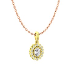 Rayiha Kolye - Swarovski 8 ayar altın kolye (40 cm gümüş rolo zincir) #15czp21