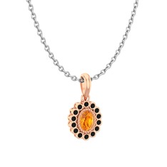 Rayiha Kolye - Sitrin ve siyah zirkon 18 ayar rose altın kolye (40 cm beyaz altın rolo zincir) #16tqs3h