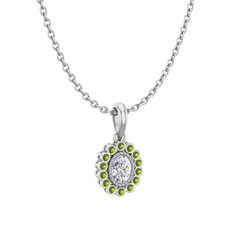 Rayiha Kolye - Swarovski ve peridot 8 ayar beyaz altın kolye (40 cm beyaz altın rolo zincir) #198266e