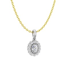 Rayiha Kolye - Swarovski ve pırlanta 14 ayar beyaz altın kolye (0.154 karat, 40 cm altın rolo zincir) #1aw7rgt
