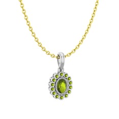 Rayiha Kolye - Peridot 18 ayar beyaz altın kolye (40 cm altın rolo zincir) #1b4xtjr