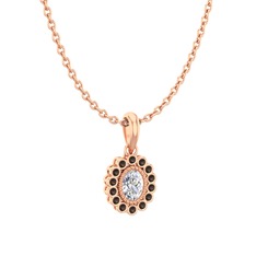 Rayiha Kolye - Swarovski ve dumanlı kuvars 8 ayar rose altın kolye (40 cm rose altın rolo zincir) #1c4k7l2