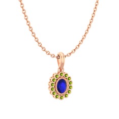 Rayiha Kolye - Lab safir ve peridot 18 ayar rose altın kolye (40 cm rose altın rolo zincir) #1cybc3g
