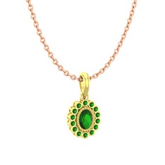Rayiha Kolye - Yeşil kuvars 925 ayar altın kaplama gümüş kolye (40 cm rose altın rolo zincir) #1e96liu