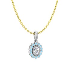 Rayiha Kolye - Swarovski ve akuamarin 18 ayar beyaz altın kolye (40 cm altın rolo zincir) #1erlafu