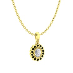Rayiha Kolye - Swarovski ve siyah zirkon 18 ayar altın kolye (40 cm altın rolo zincir) #1euqhmi