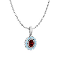 Rayiha Kolye - Garnet ve akuamarin 925 ayar gümüş kolye (40 cm gümüş rolo zincir) #1exdqtw