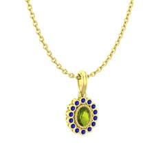 Rayiha Kolye - Peridot ve lab safir 14 ayar altın kolye (40 cm altın rolo zincir) #1i9uzeh
