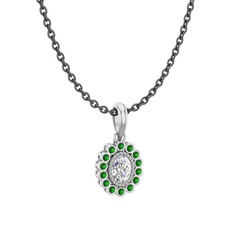 Rayiha Kolye - Swarovski ve yeşil kuvars 925 ayar gümüş kolye (40 cm gümüş rolo zincir) #1jfday