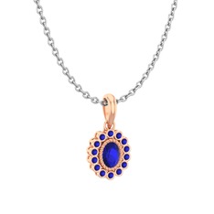 Rayiha Kolye - Lab safir 18 ayar rose altın kolye (40 cm beyaz altın rolo zincir) #1ljttng