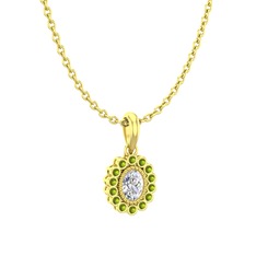 Rayiha Kolye - Swarovski ve peridot 14 ayar altın kolye (40 cm altın rolo zincir) #1mtktrv