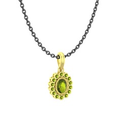 Rayiha Kolye - Peridot 925 ayar altın kaplama gümüş kolye (40 cm gümüş rolo zincir) #1oe2odi