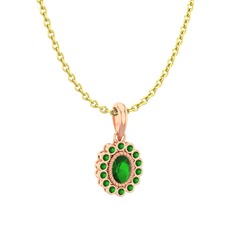 Rayiha Kolye - Yeşil kuvars 18 ayar rose altın kolye (40 cm altın rolo zincir) #1pck5fe