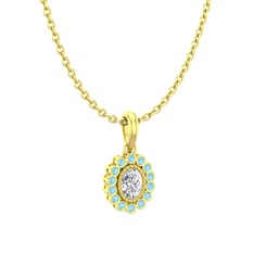 Rayiha Kolye - Swarovski ve akuamarin 14 ayar altın kolye (40 cm altın rolo zincir) #1pdtdgp