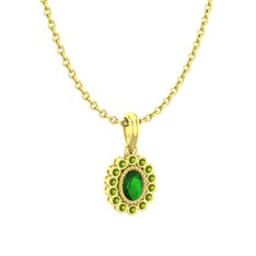 Rayiha Kolye - Yeşil kuvars ve peridot 18 ayar altın kolye (40 cm altın rolo zincir) #1qogbuw