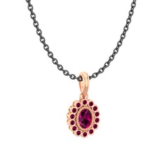 Rayiha Kolye - Rodolit garnet 14 ayar rose altın kolye (40 cm gümüş rolo zincir) #1s513sd