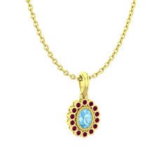 Rayiha Kolye - Akuamarin ve rodolit garnet 14 ayar altın kolye (40 cm altın rolo zincir) #1sf7600