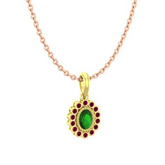 Rayiha Kolye - Yeşil kuvars ve rodolit garnet 8 ayar altın kolye (40 cm rose altın rolo zincir) #1u45kbi