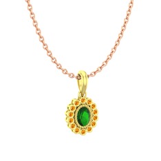 Rayiha Kolye - Yeşil kuvars ve sitrin 8 ayar altın kolye (40 cm rose altın rolo zincir) #1ul6olf