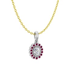 Swarovski ve rodolit garnet 925 ayar gümüş kolye (40 cm gümüş rolo zincir)
