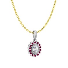 Rayiha Kolye - Swarovski ve rodolit garnet 925 ayar gümüş kolye (40 cm gümüş rolo zincir) #1vg13zw